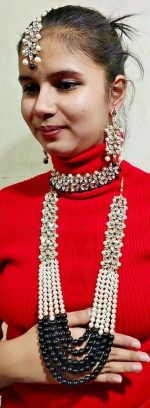 Indian Pakistani Kundan Pearl Rani Haar Necklace Set For Women Fashion Jewelry