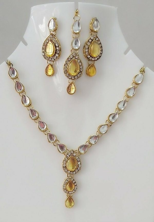 Indian Long Necklace Set Gold Plated Bridal Set Multi Color -D26
