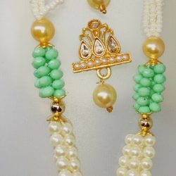 Multi Color Indian Long Necklace Set Gold Plated Bridal Pearl Mala Set - D11