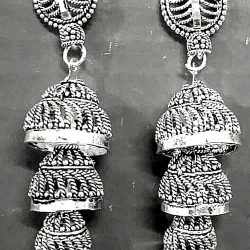 Indian Jhumki Mugal Jhumka Silver Plated Earrings Oxidized Bollywood Traditional