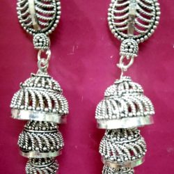 Indian Jhumki Mugal Jhumka Silver Plated Earrings Oxidized Bollywood Traditional