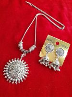 Afghani Indian Tribal Necklace Set With Earrings Silver Oxidized Set Jewelry