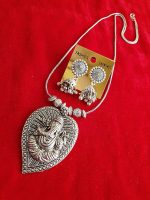 Indian Tribal Light Weight Afghani Necklace Set Earrings Silver Oxidized Jewelry