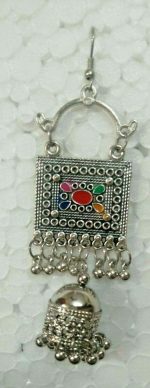Indo Afghani Tribal Jewelry Silver Plated Oxidized Earrings Kashmiri Jewelry