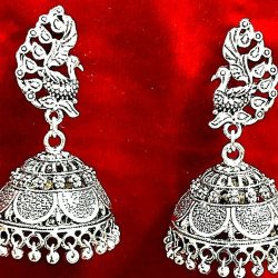 Fancy Style Oxidized Silver Plating Over Brass Fashion Drop Dangle Earrings