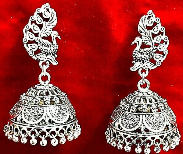 Fancy Style Oxidized Silver Plating Over Brass Fashion Drop Dangle Earrings
