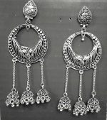 Silver Oxidized Traditional Fashion Earrings Jhumkas Jewellery-Ideal Gift Silver