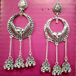 Silver Oxidized Traditional Fashion Earrings Jhumkas Jewellery-Ideal Gift Silver