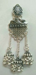 Indian chandbali Bollywood Silver Oxidized Mugal Jhumka Jhumki Earrings Vintage