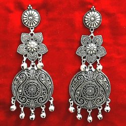 Bollywood Oxidized Silver Plated Handmade jhumka jhumki flower Earring Best Gift