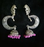 Bollywood Indian Kashmir silver Plated Oxidized Mughal Tribal Jhumka Earring D1