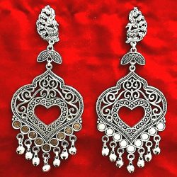 Peacock Bollywood Oxidized Silver Plated jhumka Handmade jhumki Dangle Earrings