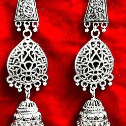 Retro Women Traditional Tribal Oxidized Jewelry Jhumka Earrings Indian Bollywood