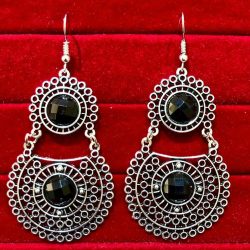 Indian Kashmiri Oxidized Jhumki Mugal Silver Plated Afghani Earring Black RN B02