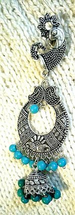 Indian Pea Cock German Silver Plated Oxidized Earring Boho Style