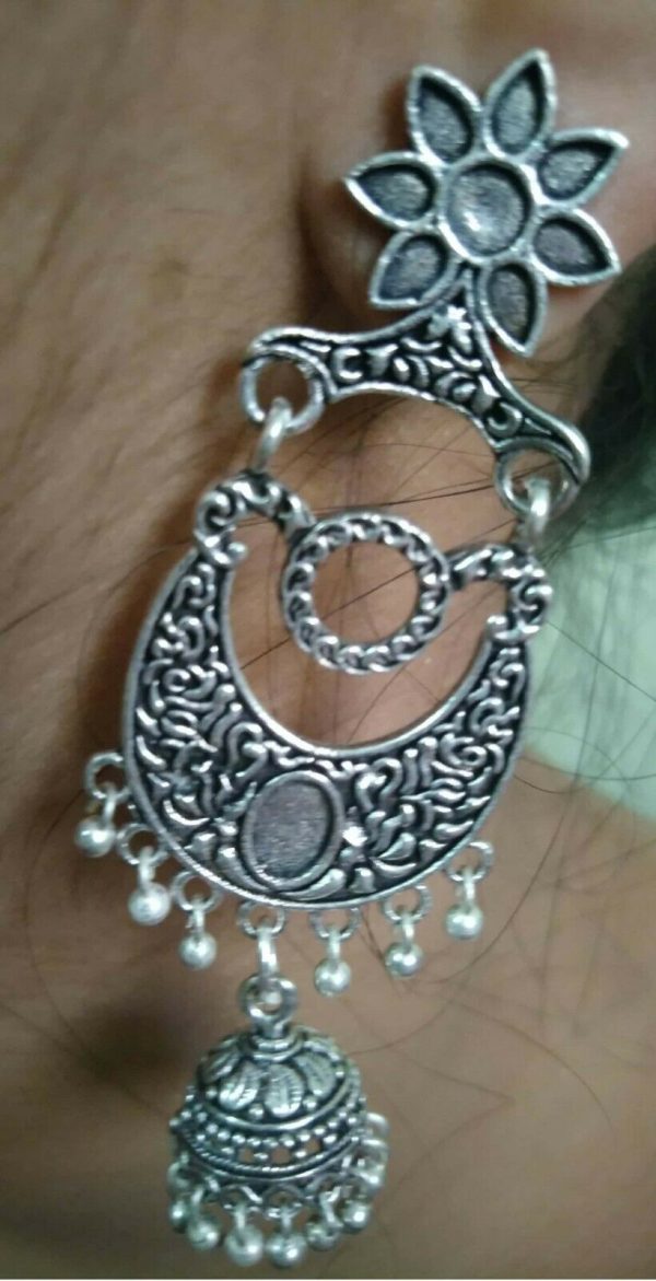 Indian Kashmir Mughal Jhumka German silver Plated Oxidized Earrings Bollywood