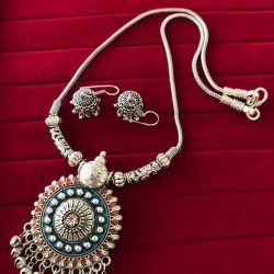 Bollywood Indian Traditional Silver Plated Oxidized Necklace Afghani RNDBLRD-N1