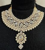 Indian Bollywood Choker Necklace Jhumki White Pearl Jewelry Party Wedding Bridal
