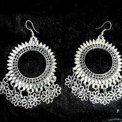 Antique Indian Traditional Kashmir Oxidized Jhumki Mughal Jhumka Silver Plated