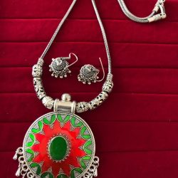 Bollywood Indian Traditional Silver Plated Oxidized Necklace Afghani RNRDGR-N1