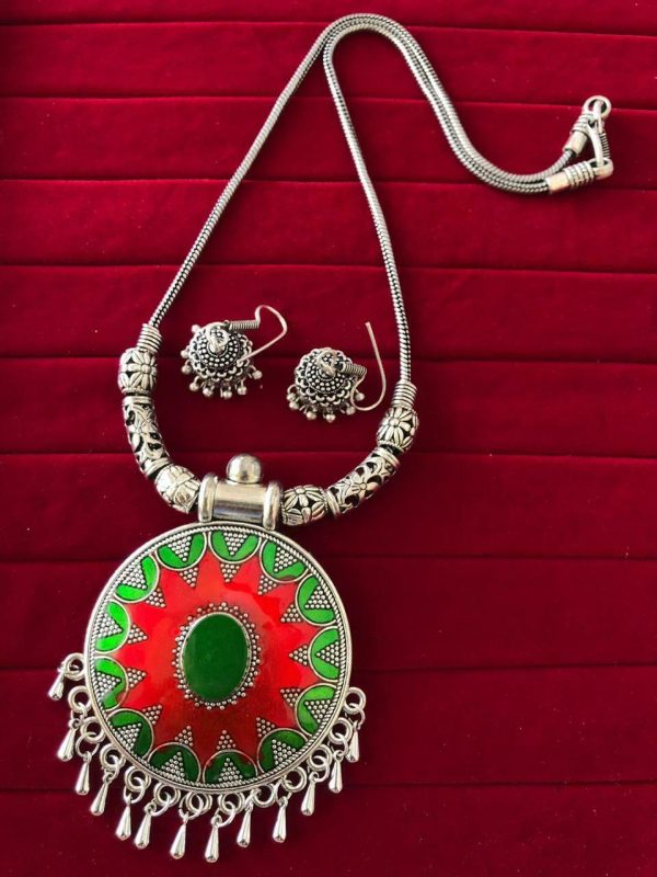 Bollywood Indian Traditional Silver Plated Oxidized Necklace Afghani RNRDGR-N1