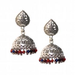Kashmiri Indian Jhumki Mugal Jhumka Silver Plated Oxidized Earrings Tribal