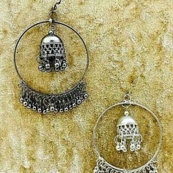 Kashmir Oxidized Jhumki Mughal Jhumka German silver Plated Bollywood Earrings