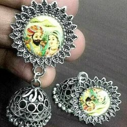 Marwar Traditional Bollywood Silver Plated Oxidized Jhumki Earring Drop / Dongle