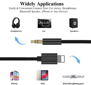 Home Stereo and Speaker Compatible with iPhone 13/12/11/XS/XR/X 8/iPad/iPod Aux Cord for iPhone Support iOS 11 and Above - White Lightning to 3.5mm Aux Cable for Car Headphone 