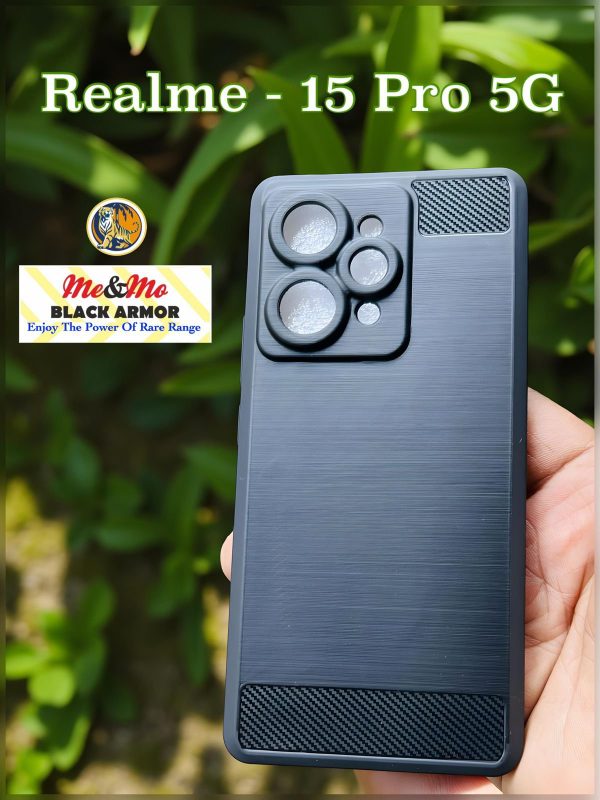 For Realme 15 Pro 5G Back Cover Case ( Hybrid Armor Case | Carbon Fiber Shockproof | Soft and Flexible | Black ) - Image 4