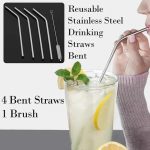 Reusable Stainless Steel Straws for Drinking with Brushes 8.5 Inches BPA-Free Metal, Thick, Long (2 Bent + 2 Straight +1 Brush) - Image 4