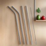 Reusable Stainless Steel Straws for Drinking with Brushes 8.5 Inches BPA-Free Metal, Thick, Long (2 Bent + 2 Straight +1 Brush) - Image 2