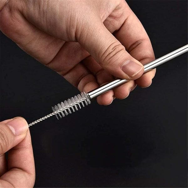Reusable Stainless Steel Straws for Drinking with Brushes 8.5 Inches BPA-Free Metal, Thick, Long (2 Bent + 2 Straight +1 Brush) - Image 5