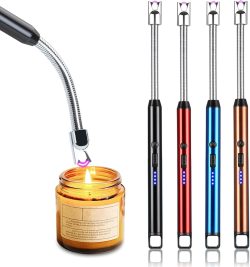 USB Rechargeable Electric Gas Lighter with Flexible Neck | Windproof & Flameless Arc Lighter for Kitchen, Candle, BBQ - 400 Uses in Single Charge