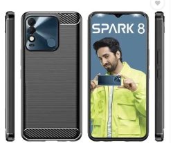 For Tecno Spark 8T Back Cover Black Armor New
