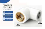 UPVC (Code 3924) 1/2 Inch X 1/2 Inch / 15MM X 15MM Brass Elbow 90 Degree Pipe Fitting Coupling Bend Pipe Connector Adapter Pack of 2  Amazon.in: Industrial & Scientific - Image 7