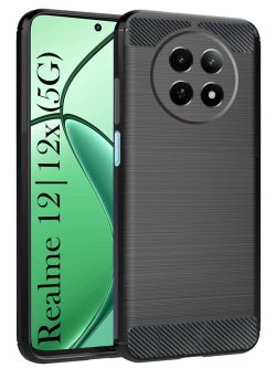 For Realme 12 5G Back Cover Black Armor Realme 12x 5G  Back Cover New