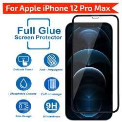 For iPhone 12 Pro Max Tempered Glass Black New