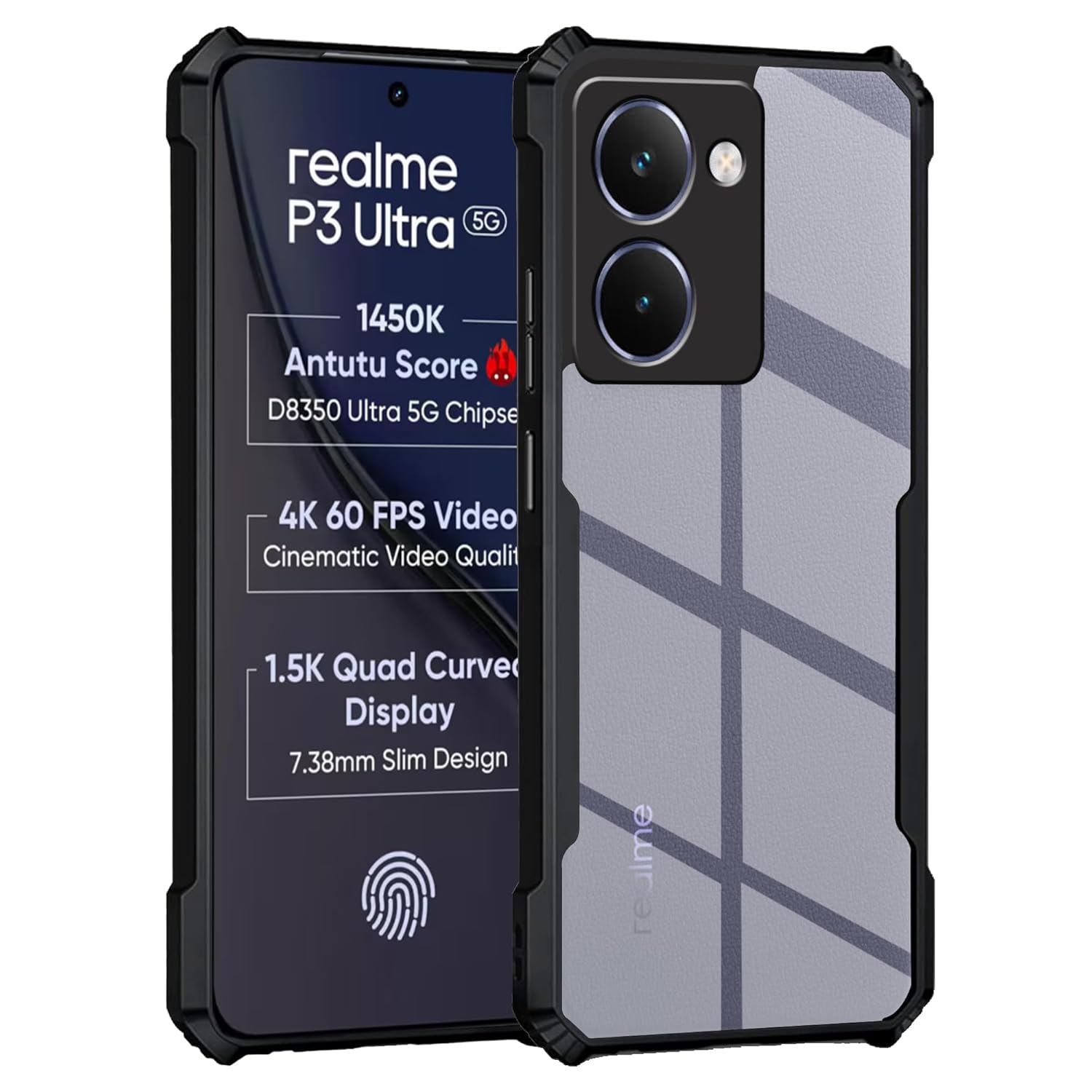 10 For Realme P3 Ultra 5G Back Cover Eagle Transparent New - Image 1