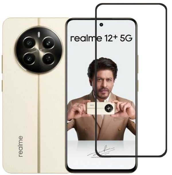 For Realme 12 Plus 5G Tempered Glass Black New - Image 2