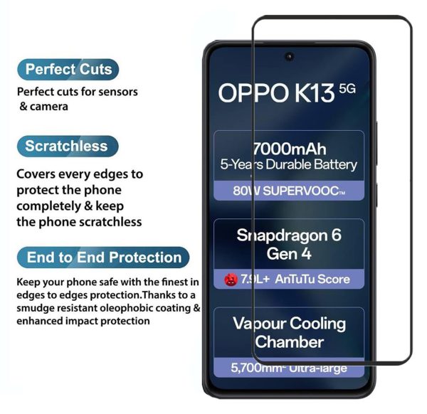 For Oppo K13 5G Tempered Glass Black New - Image 13