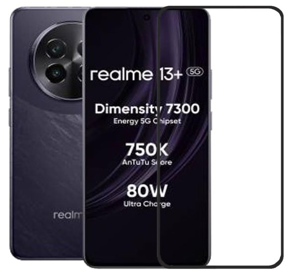 For Realme 13 Plus 5G Tempered Glass Black New - Image 2