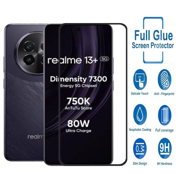 For Realme 13 Plus 5G Tempered Glass Black New - Image 13