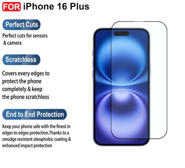For Apple Iphone 16 Plus Tempered Glass Black New - Image 15
