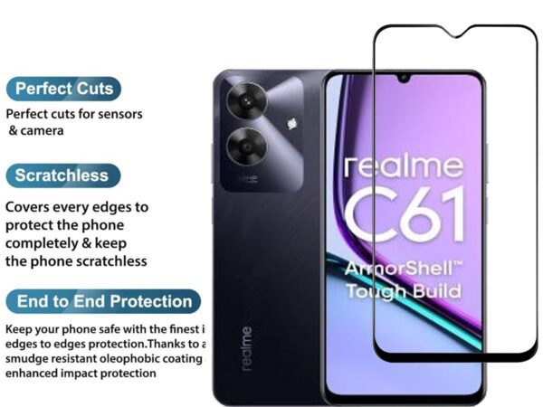 For Realme C61 Tempered Glass Black New - Image 14