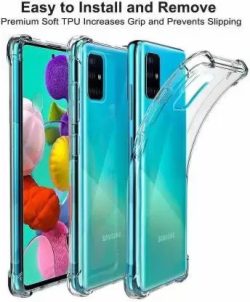 OO LALA JI For Samsung A71 - Soft Silicone Shockproof Bumper Case Back Cover in Transparent[Air Cushion Technology]-for Samsung A71-Transparent