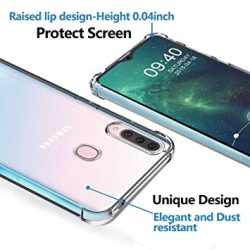 OO LALA JI For Samsung Galaxy A20s -Soft Silicone Shockproof Bumper Case Back Cover in Transparent[Air Cushion Technology]-for Samsung Galaxy A20s -Transparent