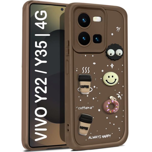 For Vivo Y35 4G Back Cover Girlish Coffee Case New - Image 2