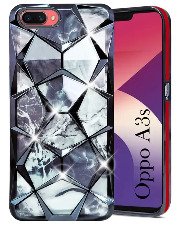 For Oppo A3S Back Cover Diamond Cut Case New - Image 13