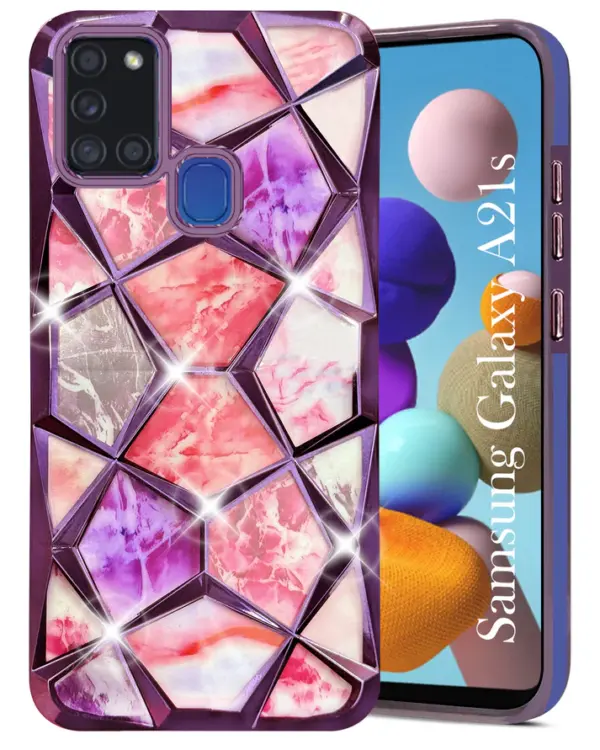 For Samsung Galaxy A21S Back Cover Diamond Cut Case New - Image 7